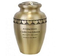 Beautiful Circle of Hearts Brass Urn