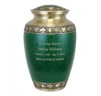 Suits of the Cards Green Brass Urn