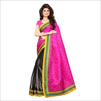 Indian Printed Sarees - Art Silk, 5.5 Mtr Length, Multicolor | Zari Work, Suitable For All Seasons, Elegant Indian Style