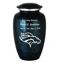 Horse Blue Marbled Pewter Urn