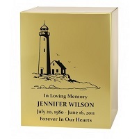 Lighthouse At The Sea Brass Memorial Urn