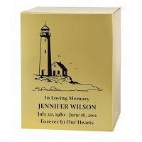 Lighthouse At The Sea Brass Memorial Urn