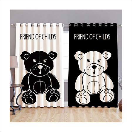 Black & White Teddy Printed Curtains