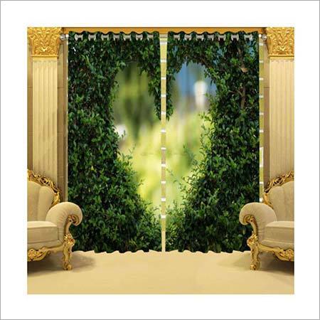 Green Heart Printed Curtains