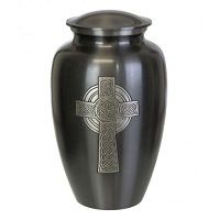 Large Celtic Cross Gun Metal Urn