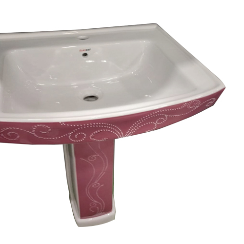 Wash Basin - Ceramic, 60x45x85cm, Pink | Elegant Design, Durable, Easy Installation, Water Efficient, Glossy Finish