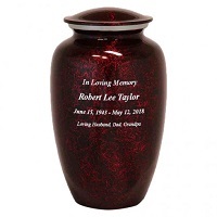 Red Marbled Pewter Cremation Urn