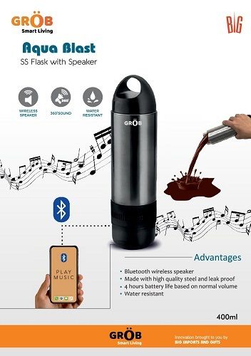 Aqua Blast SS Flask with speaker