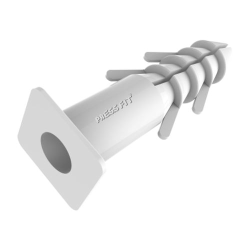 Pressfit Wall Plug - Plastic Inserts , White - Various Shapes, Sizes, Expands for Grip, Quick Installation for Heavy Load Applications