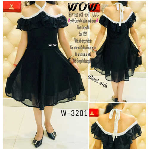 Ladies Georgette Halter Neck Dress