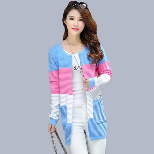 Ladies Knitted Sweater - Knitted Yarn, Mid-Length, Pink | Soft Yarn, Warm, Stylish Design, Comfortable Fit