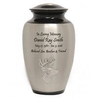 Beautiful Deer Head Pewter Urn