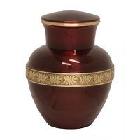 Beautiful Red Lotus Brass Ash Urn