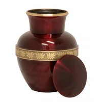 Beautiful Red Lotus Brass Ash Urn
