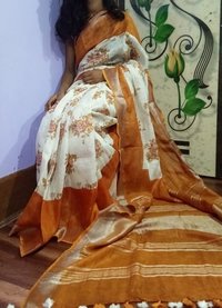 Linen Screenprinted Sarees