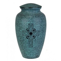 Beautiful Celtic Cross Turquoise Urn