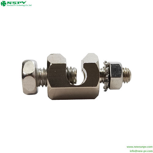 Silvery Solar Grounding Clip Solar Panel Earthing Clamps