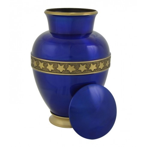 Beautiful Stars Blue Brass Urn