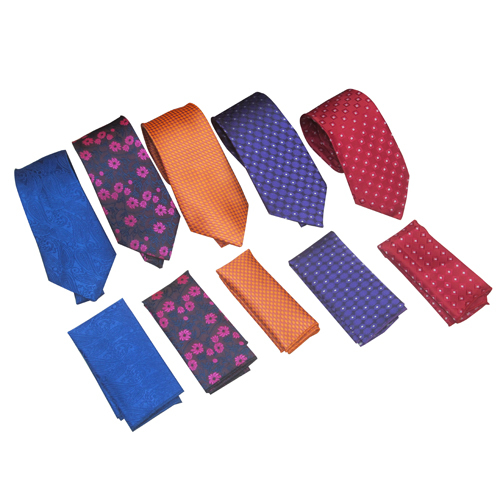 Mens Printed Tie With Pocket Square