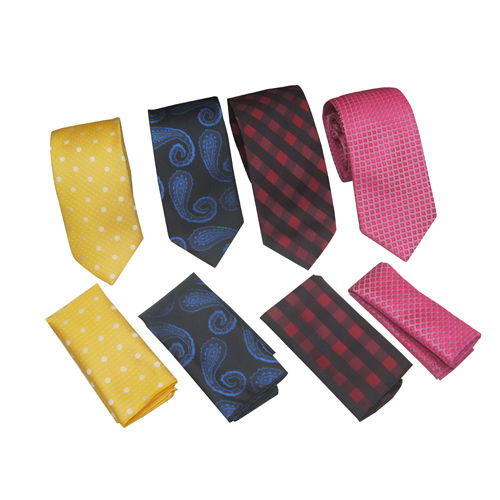 Mens Micro Silk Ties With Pocket Square