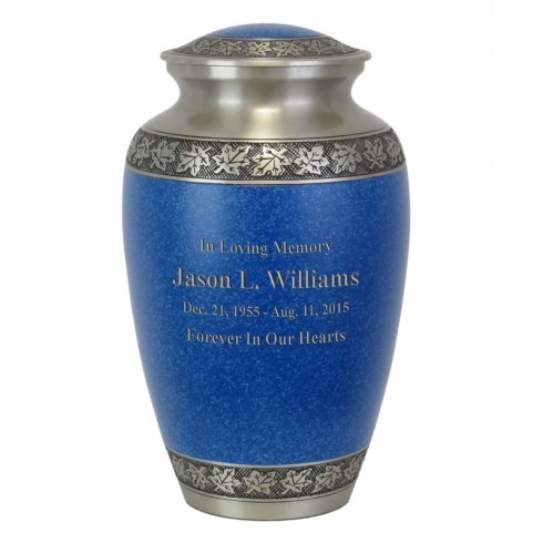 Leaves of Peace Pewter Blue Urn