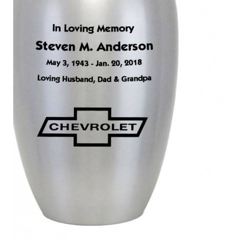 Chevrolet Emblem Silver Car Urn