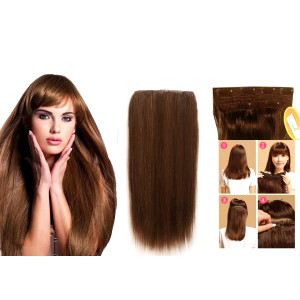 6 Clip 18 Inch Medium Brown Human Hair Extension