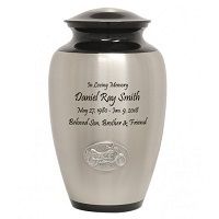 Gorgious Motorcycle Pewter Urn