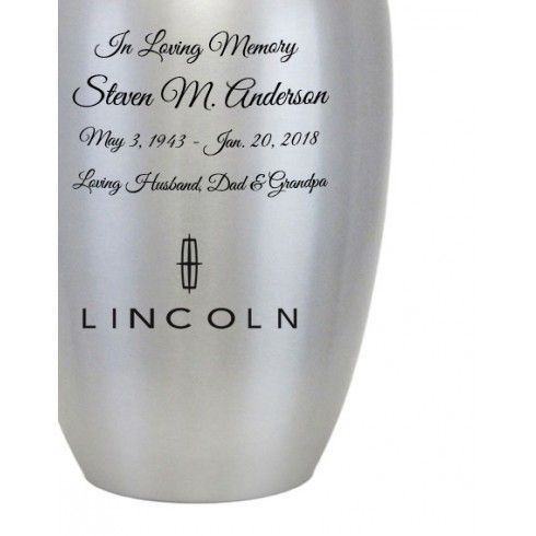 Lincoln Emblem Silver Car Urn
