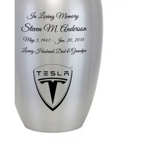 Tesla Emblem Silver Car Urn
