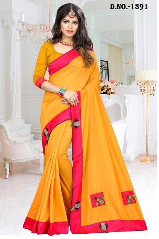 Yellow And Pink Exclusive Designer Sarees