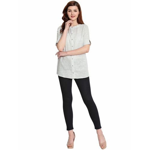 Ladies Grey Cotton Khadi Shirt By Simbha Creations Private Limited