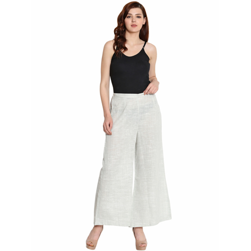 Ladies Cotton White Palazzo
