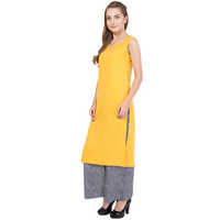 Ladies Yellow Kurti With Palazzo