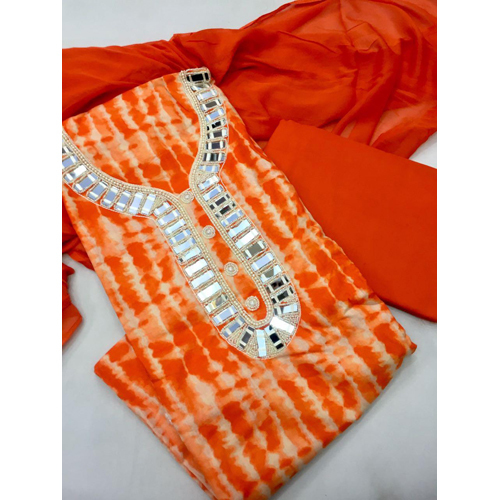 Ladies Orange Cotton Suit