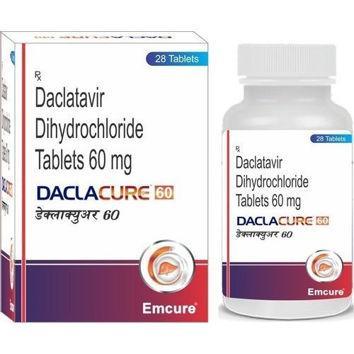 Daclacure 60mg Tablet - Direct-Acting Antiviral for Hepatitis C Treatment, 30 Pieces, Effective Against HCV Genotypes 1 & 3