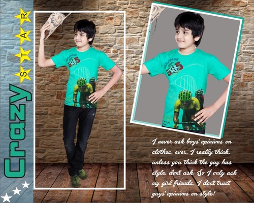 Printed Round Neck Kids T Shirt