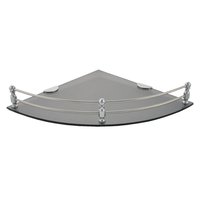 Colorful Acrylic Corner Shelf - Acrylic Plate, 8x8 Inch, Round Shape, Smoke And Clear Colors | Stylish Stainless Steel Railing Support, Modern Design