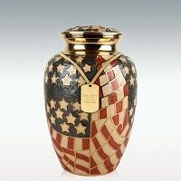 Large Old Glory Brass Cremation Urn