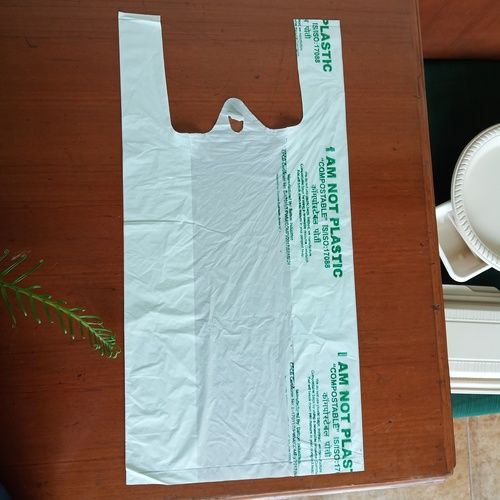 Biodegradable Carry Bag - Light Green, White | Soft Material, Eco-Friendly, Durable for Shopping and Vegetables