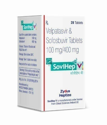 Sovihep V Tablet - 100mg Sofosbuvir + 400mg Velpatasvir | 30-Piece Antiviral Dosage for Hepatitis C Treatment Adult and Aged Patient Use