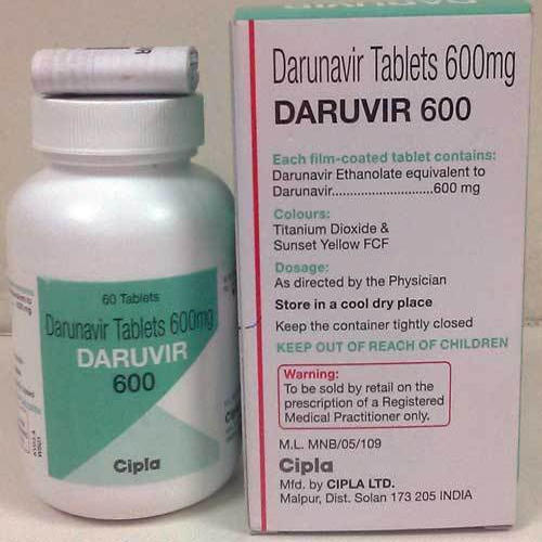 Daruvir 600mg Tablet - Didanosine 30 Tablets Anti-Viral Medication for HIV Patients Dosage as Per Physician