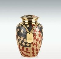 Medium Old Glory Brass Cremation Urn