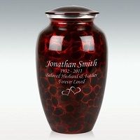 Large Black & Red Brushed Cremation Urn Engravable