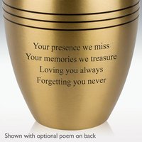 Classic Grecian Brass Large Cremation Urn Engravable