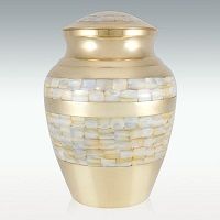 Large Brass Mother of Pearl Cremation Urn Engravable