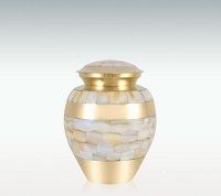 Small Brass Mother Of Pearl Cremation Urn Engravable