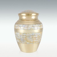 Small Brass Mother Of Pearl Cremation Urn Engravable