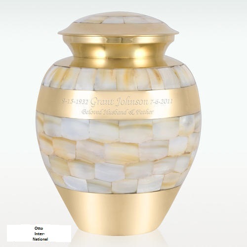 Small Brass Mother Of Pearl Cremation Urn Engravable