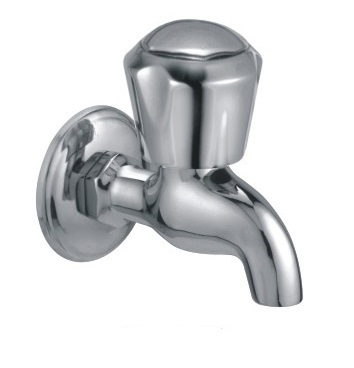 BIB COCK WITH FLANGE - Brass & Stainless Steel, 15-20 mm Round Design